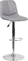 Gray Vinyl Adjustable Bar Stool with Chrome Base