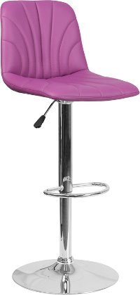Purple Vinyl Adjustable Bar Stool with Chrome Base
