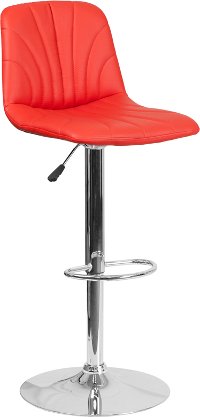 Red Vinyl Adjustable Bar Stool with Chrome Base
