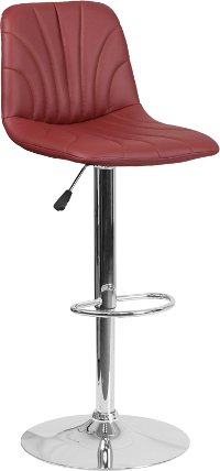 Burgundy Vinyl Adjustable Bar Stool with Chrome Base