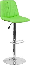 Green Vinyl Adjustable Bar Stool with Chrome Base