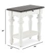 European Cottage Charcoal Gray & White Chair Side Table-3