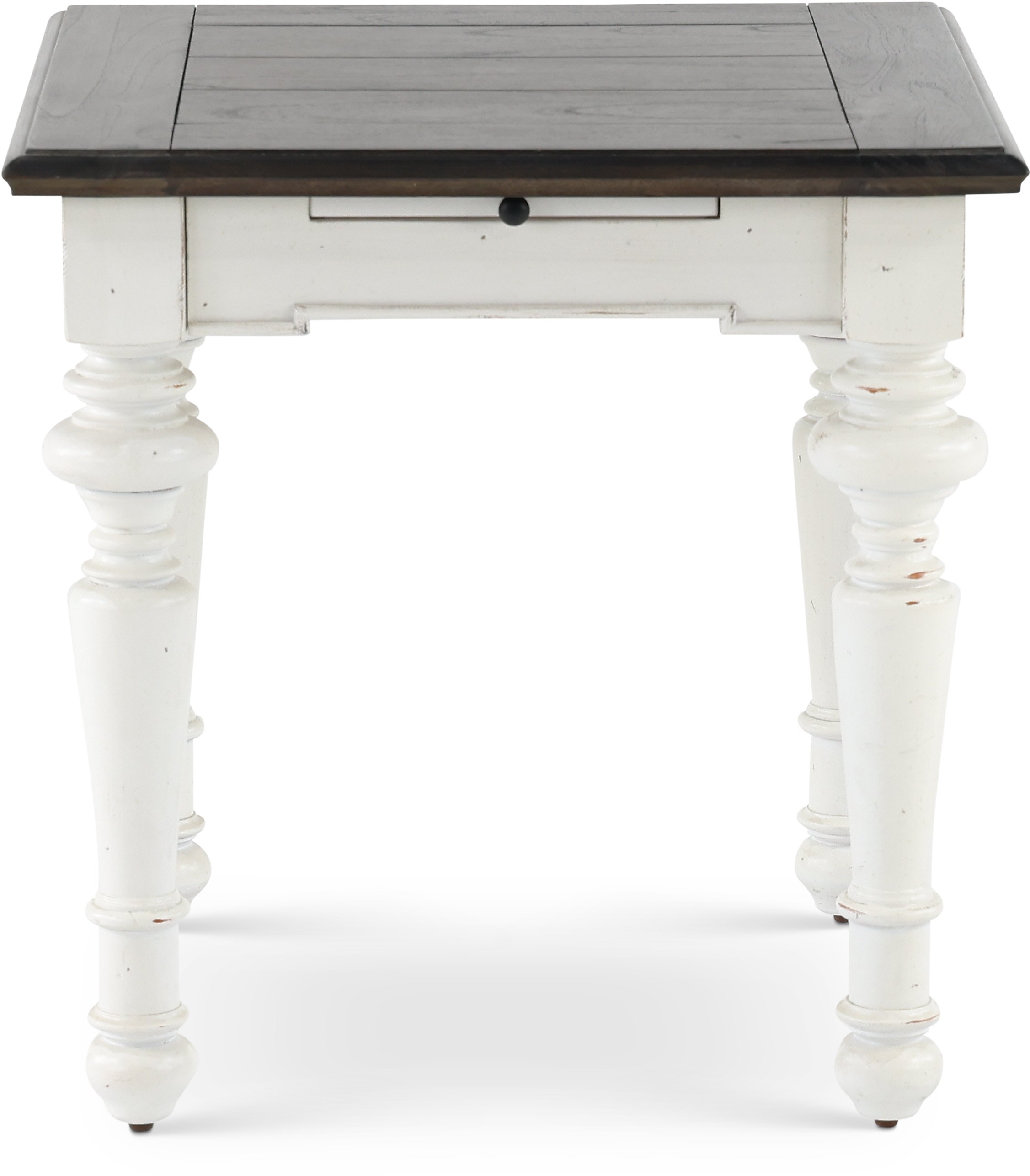 European Cottage Charcoal Gray & White End Table-1