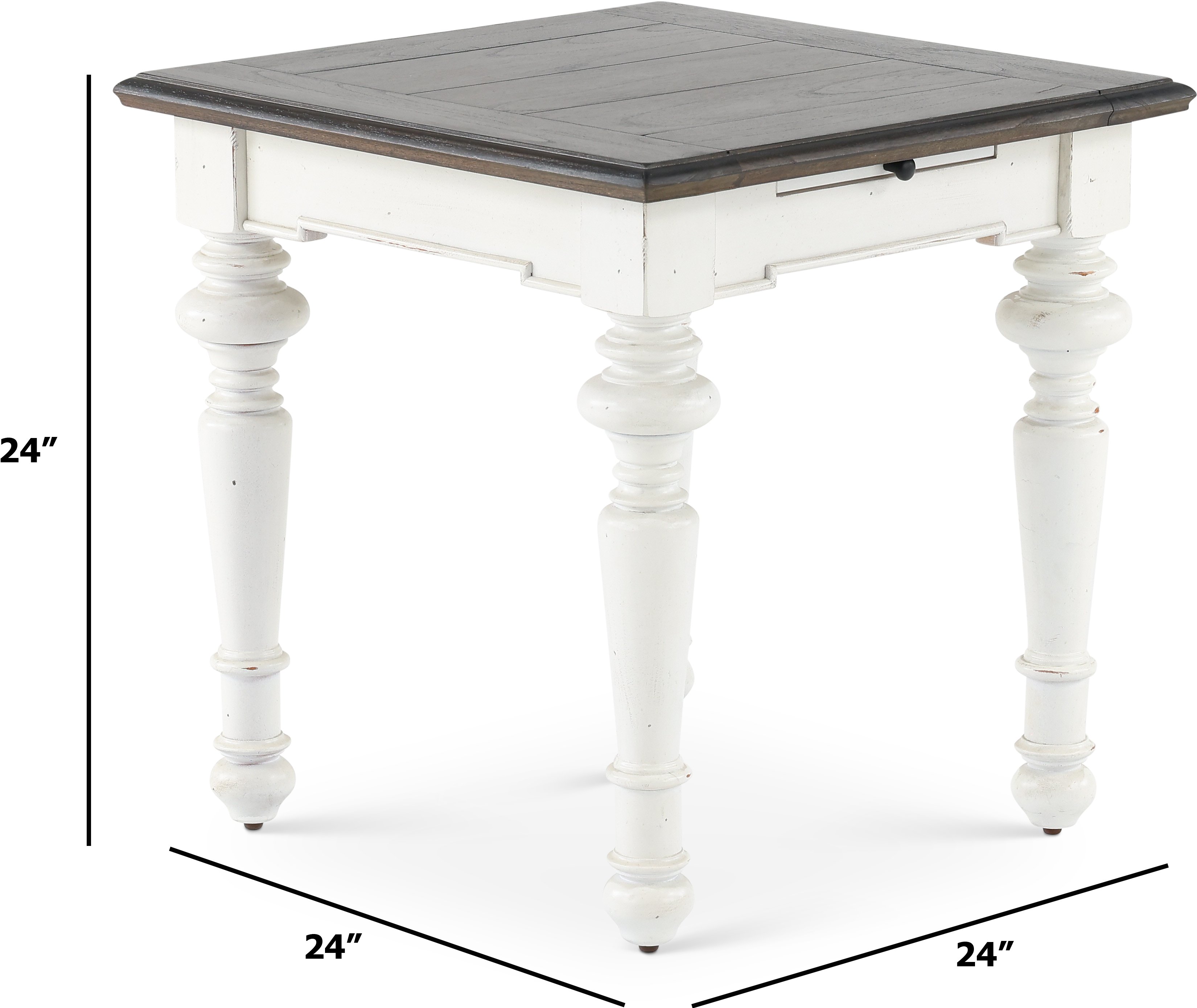 European Cottage Charcoal Gray & White End Table-2