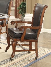 Brown Cherry and Black Caster Arm Chair - Franklin