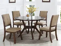 Espresso 5 Piece Round Dining Set - Barney