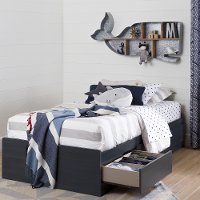 10422 Blue Twin Storage Platform Bed - Aviron