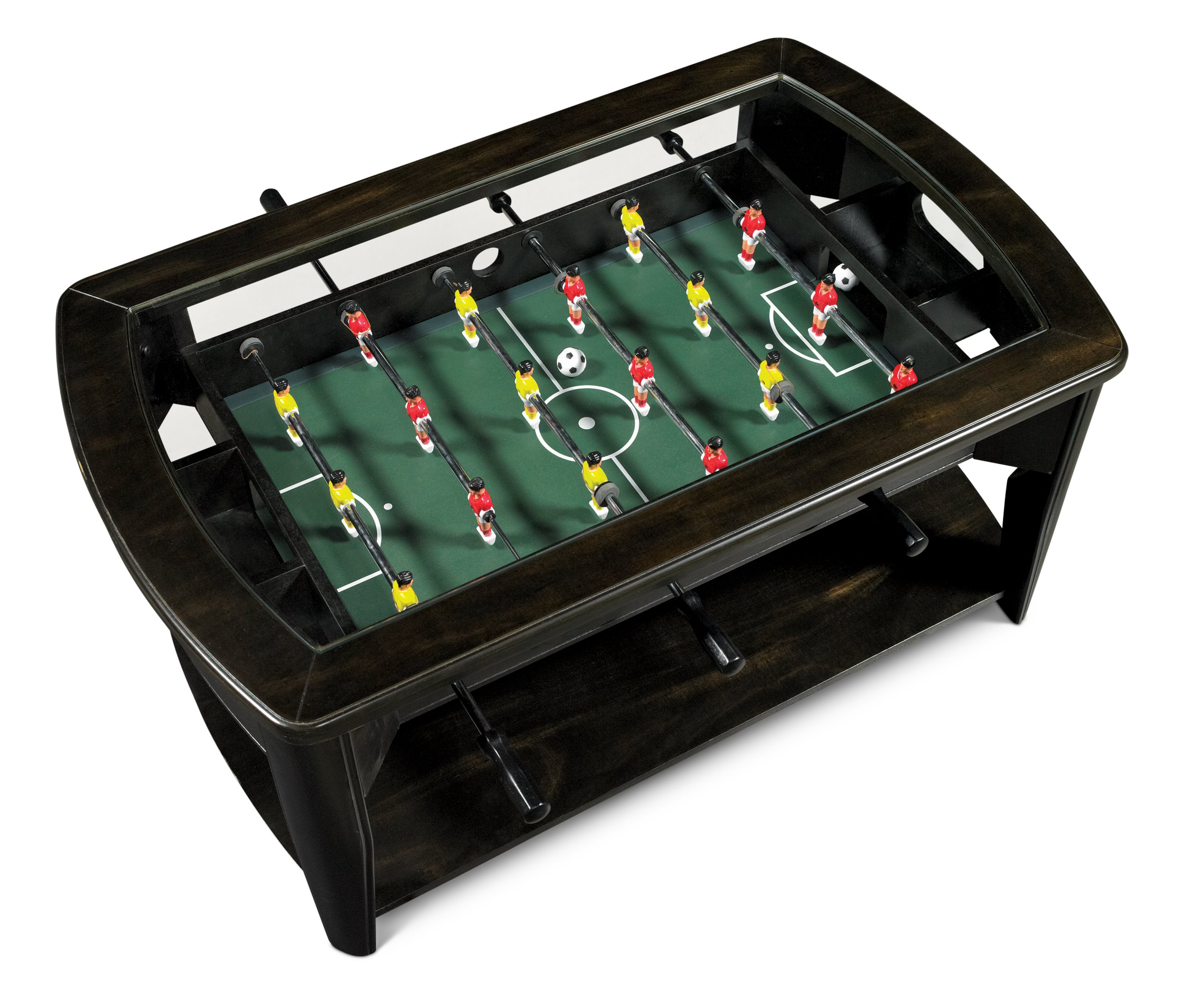 Dark Walnut Brown Coffee Table with Foosball - Diletta-2