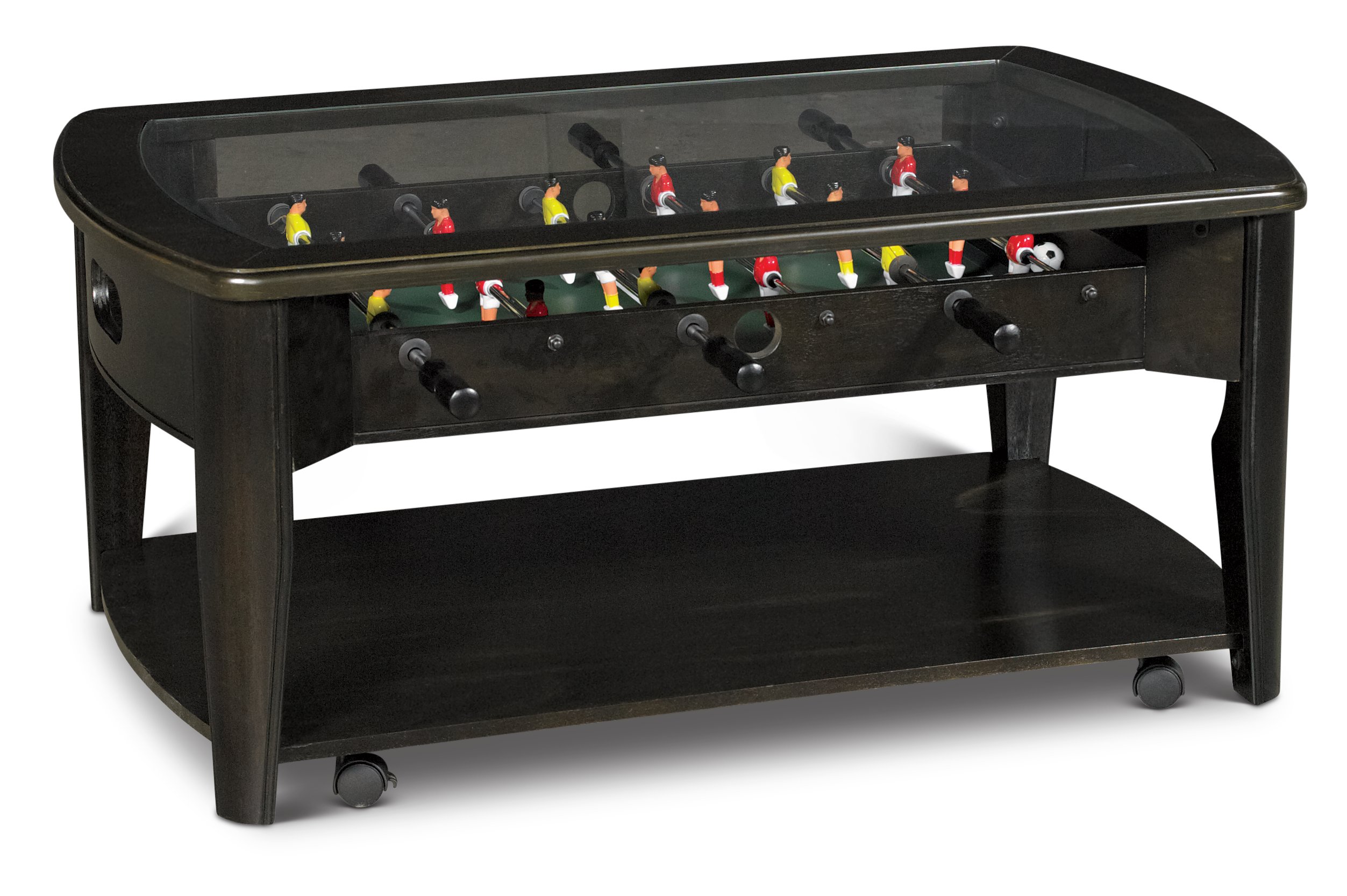 Dark Walnut Brown Coffee Table with Foosball - Diletta-3