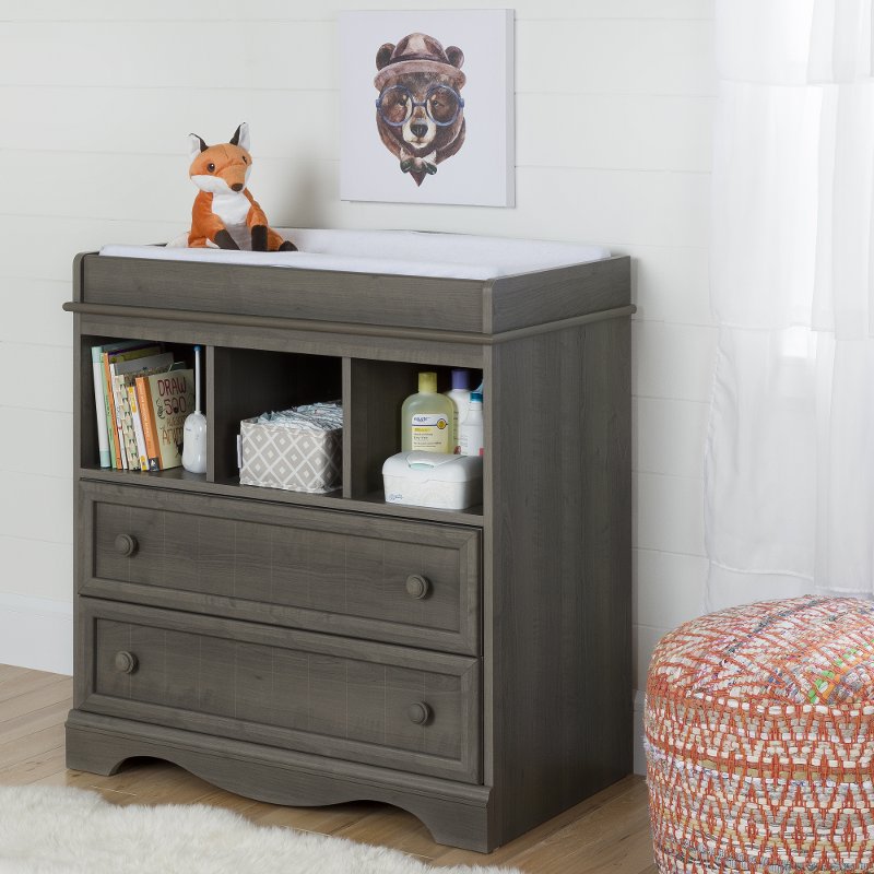 Gray Maple Changing Table With Drawers Savannah Rc Willey