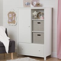 10468 White Armoire with Drawer - Cotton Candy