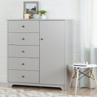 10234 Soft Gray 5 Drawer Door Chest - Vito