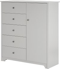 10234 Soft Gray 5 Drawer Door Chest - Vito -2