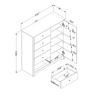 10234 Soft Gray 5 Drawer Door Chest - Vito -6