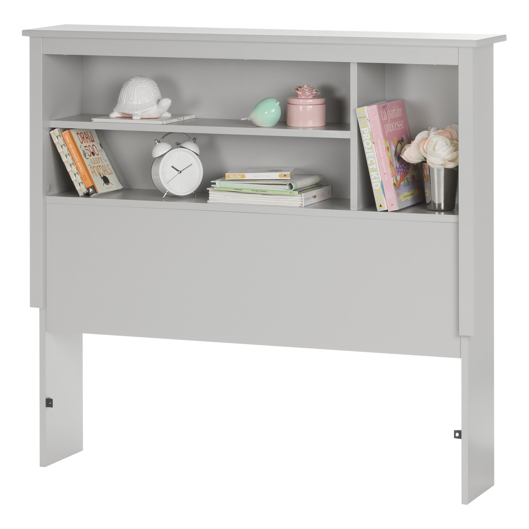 10235 Soft Gray Twin Bookcase Headboard (39 Inch) - Vito -2