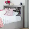 10235 Vito Soft Gray Twin Bookcase Headboard (39 Inch) - South Shore