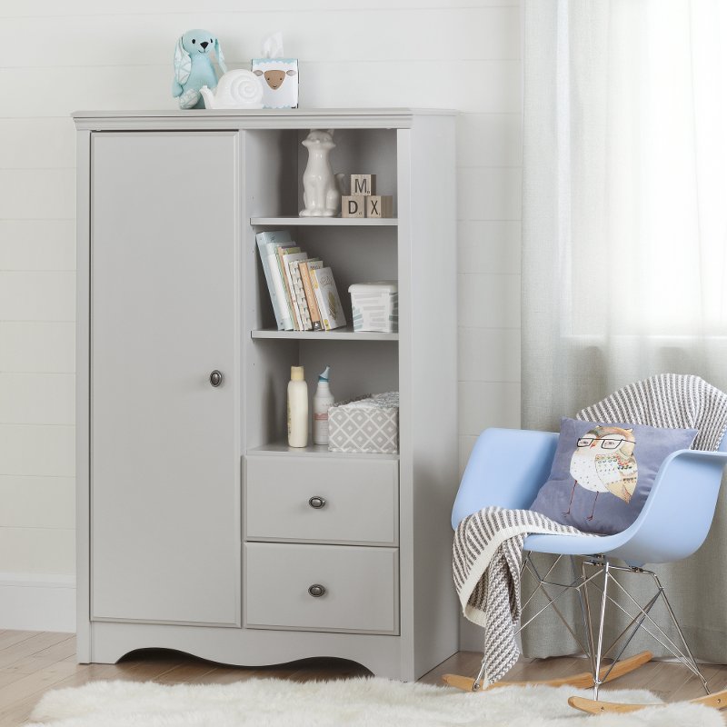 Soft Gray Armoire With Drawers Angel Rc Willey Furniture Store
