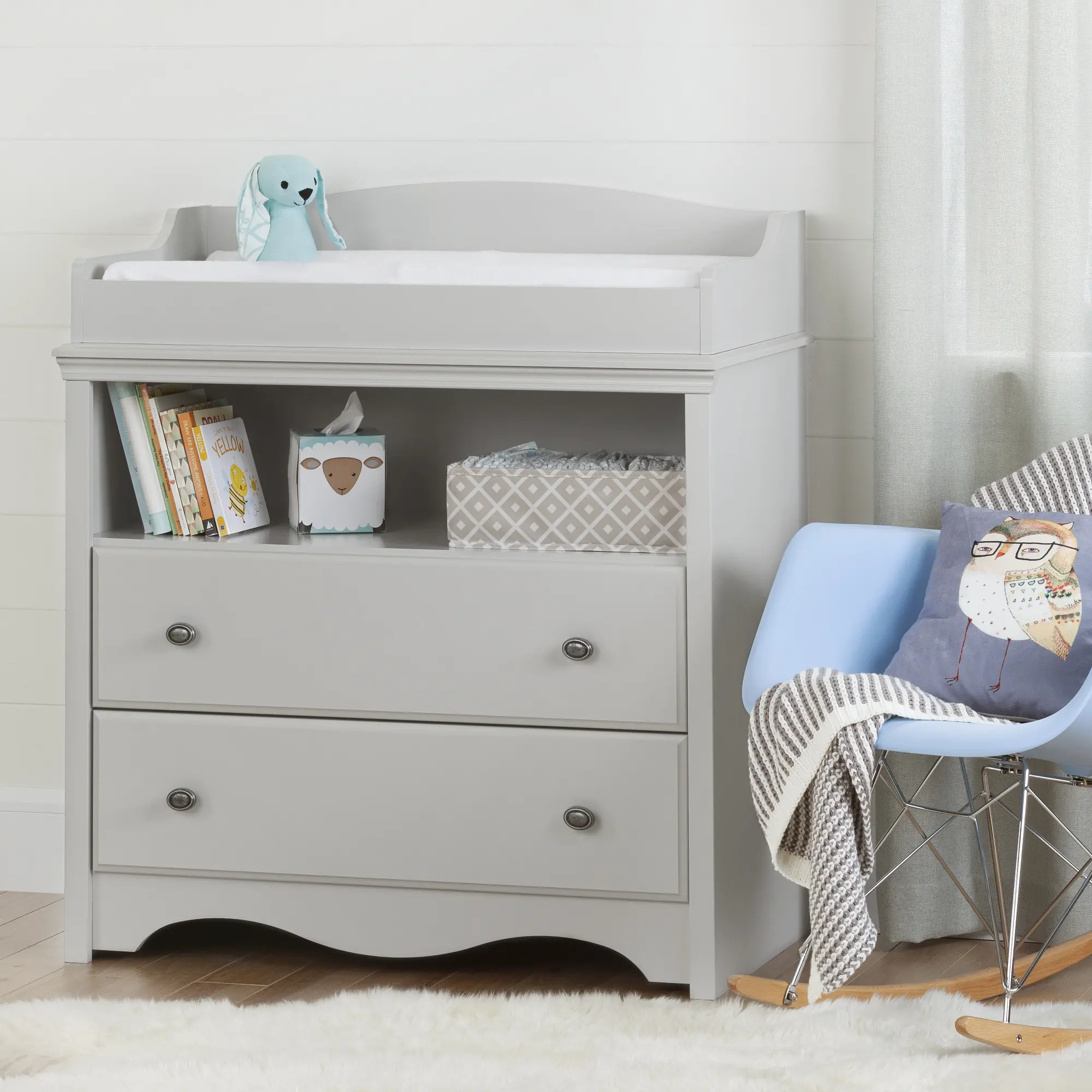 10231 Soft Gray Changing Table with Drawers - Angel-1