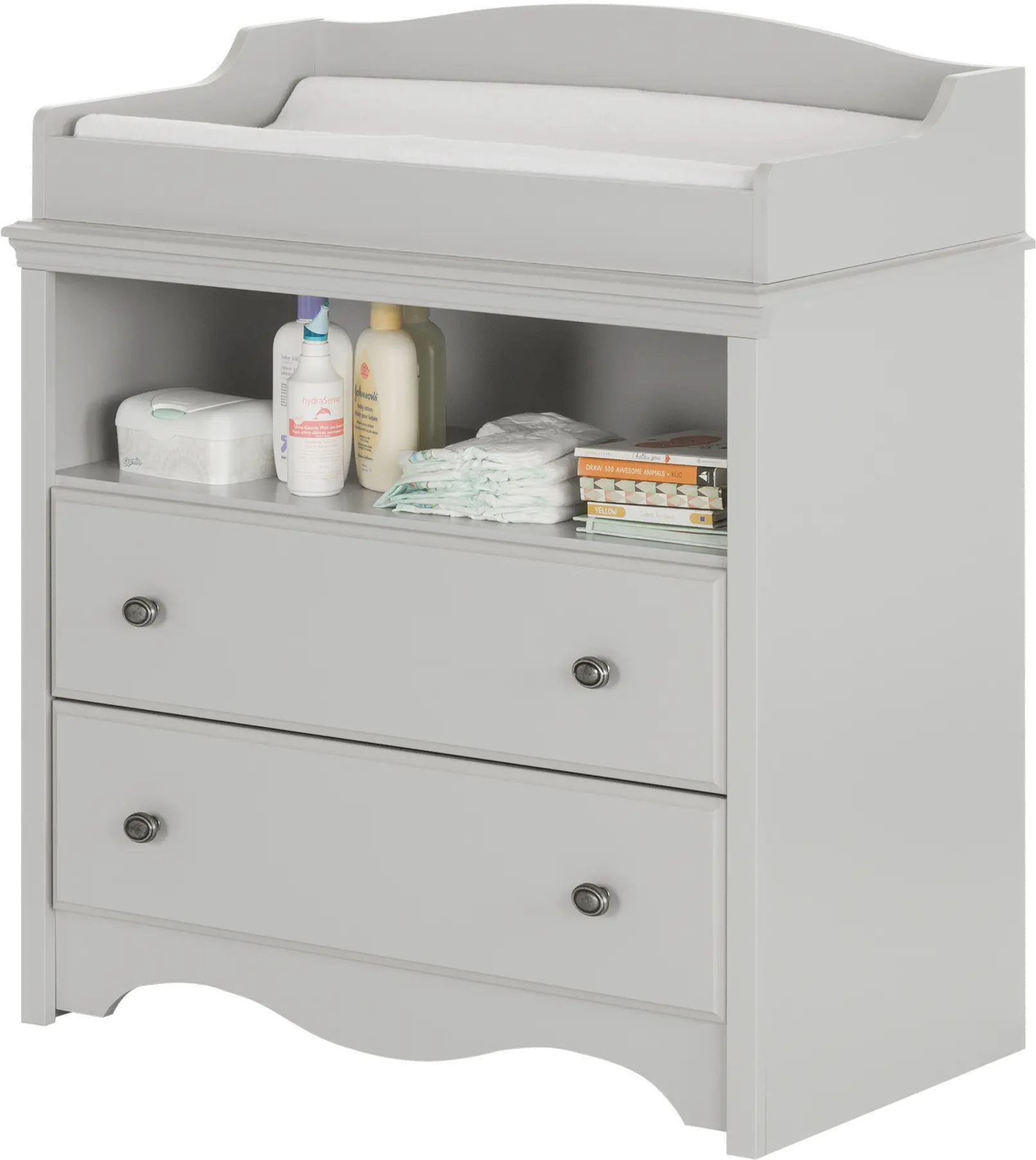 10231 Soft Gray Changing Table with Drawers - Angel-2