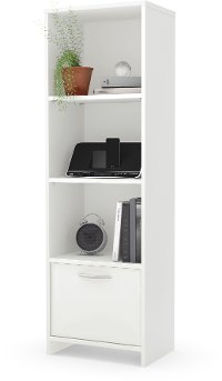 10249 White 3 Shelf Bookcase with Door - Step One