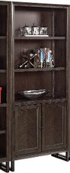Hickory Brown Bookcase with Doors - Harper Point