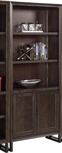Hickory Brown Bookcase with Doors - Harper Point