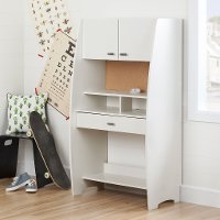 10196 White Desk with Hutch and Storage - Reevo -3