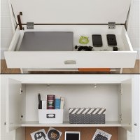 10196 White Desk with Hutch and Storage - Reevo -4