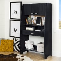 10197 Black Desk with Hutch and Storage - Reevo