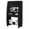 10197 Black Desk with Hutch and Storage - Reevo -3