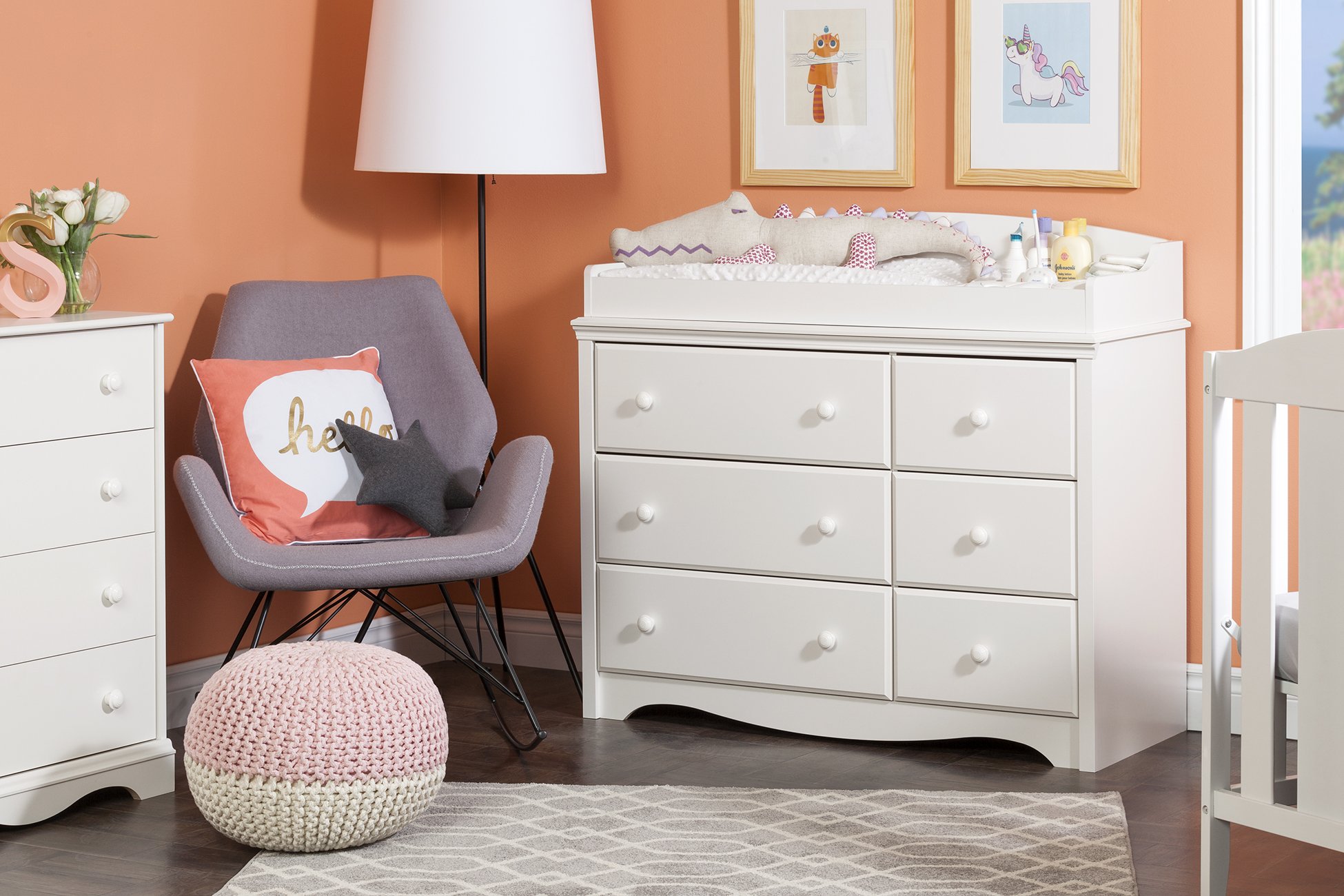 10208 White Changing Table Dresser - Angel-1