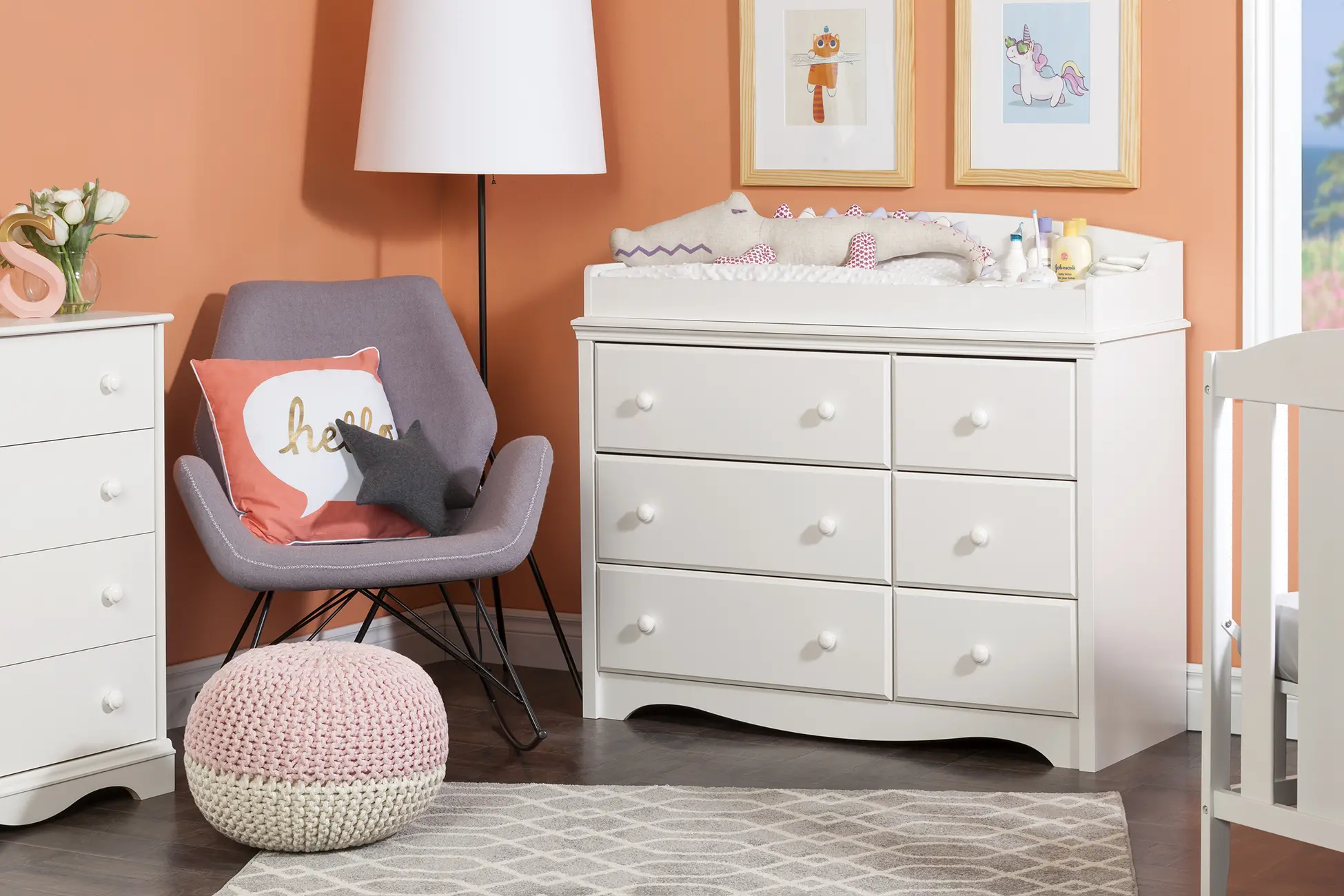 10208 White Changing Table Dresser - Angel-1