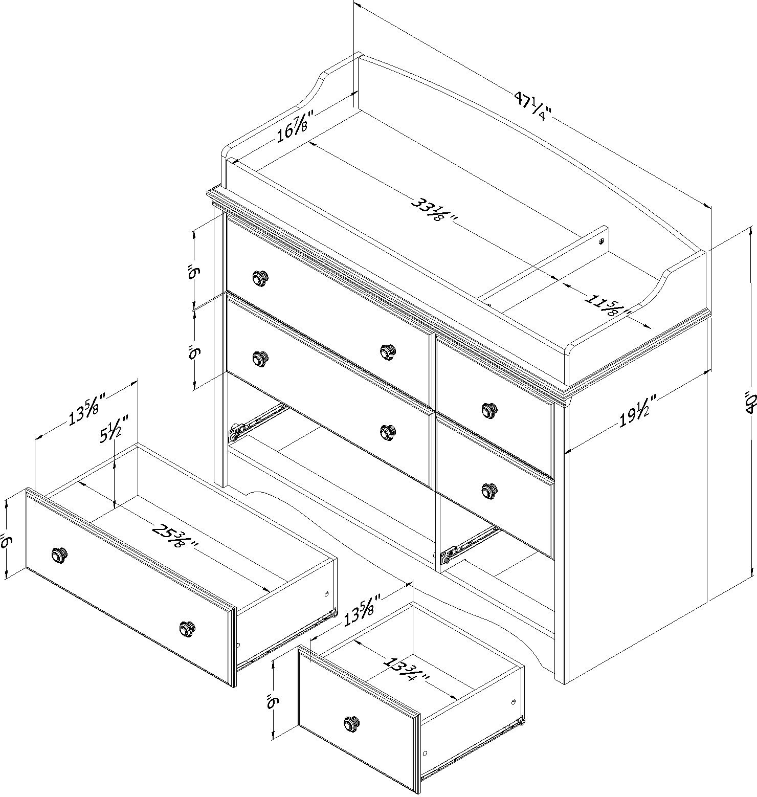 10208 White Changing Table Dresser - Angel-4