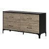 10496 Weathered Oak 4-Drawer Double Dresser - Valet -2