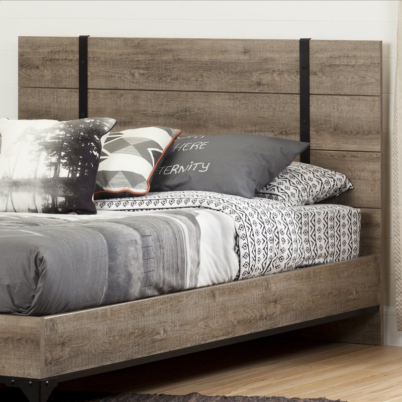 Weathered Oak Full Queen Headboard Valet