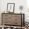 10491 Munich Weathered Oak 6 Drawer Double Dresser
