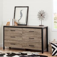 10491 Weathered Oak 6-Drawer Double Dresser - Munich