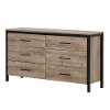 10491 Weathered Oak 6-Drawer Double Dresser - Munich -3
