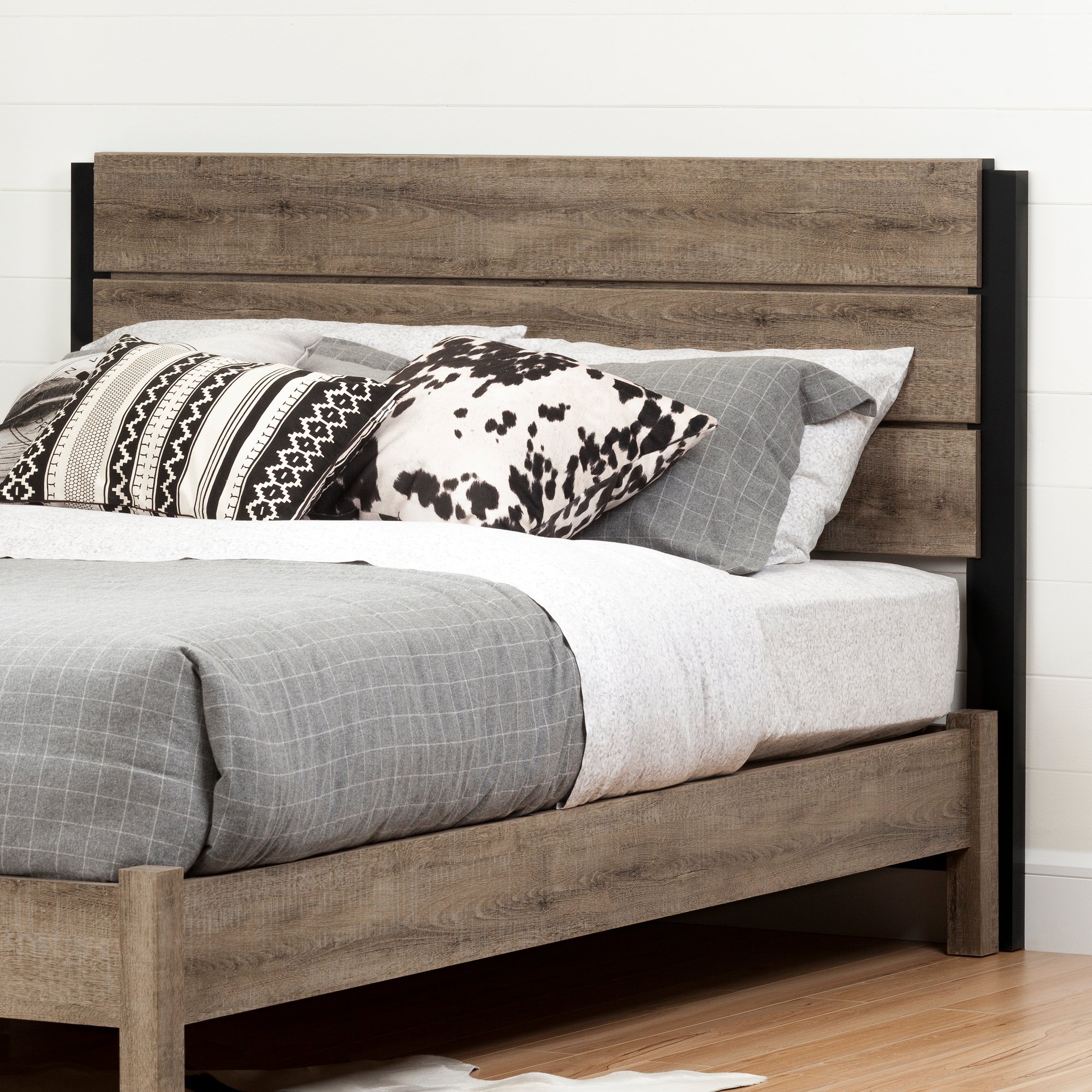 10494 Modern Farmhouse Weathered Oak Queen Headboard - Munich-1