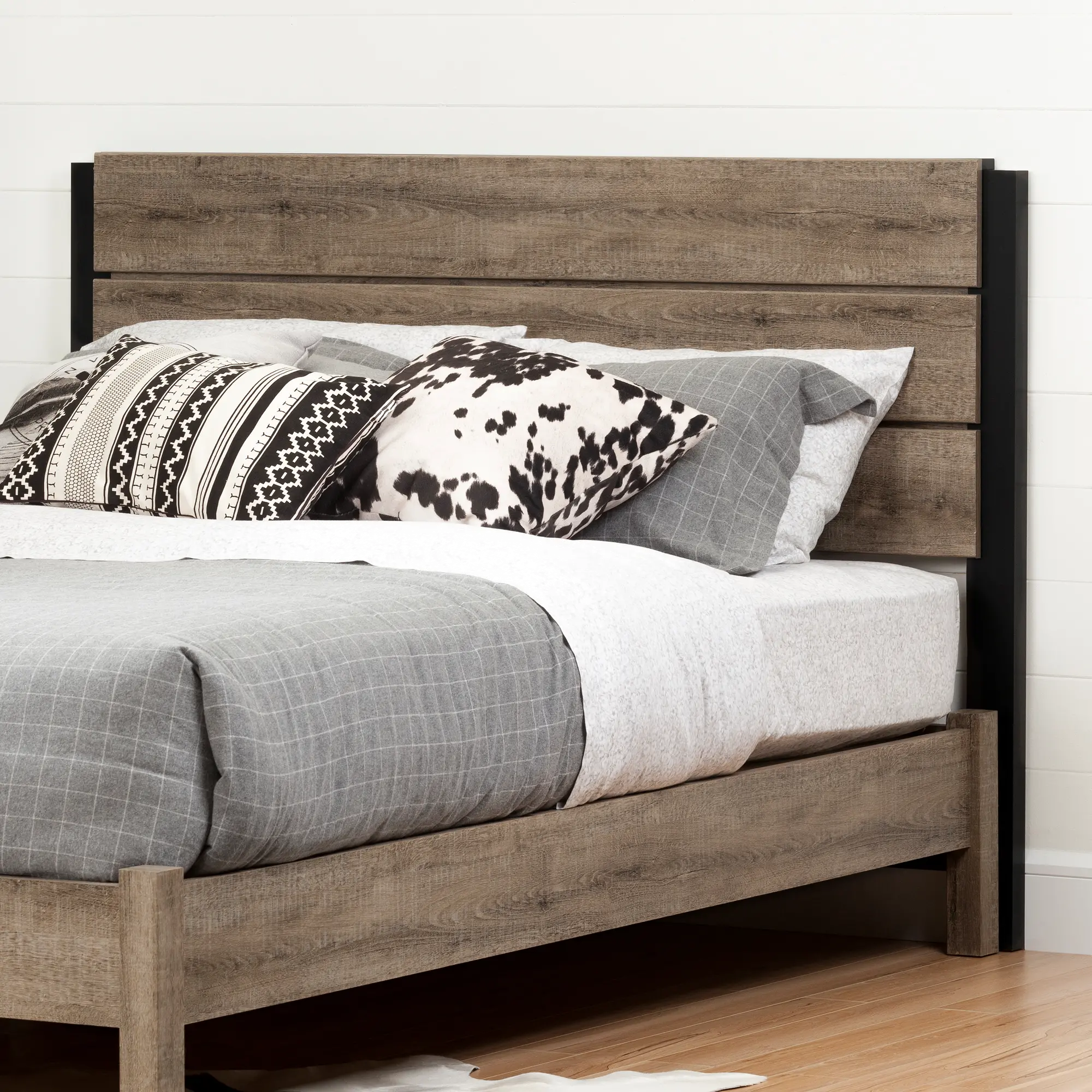 10494 Modern Farmhouse Weathered Oak Queen Headboard - Munich-1