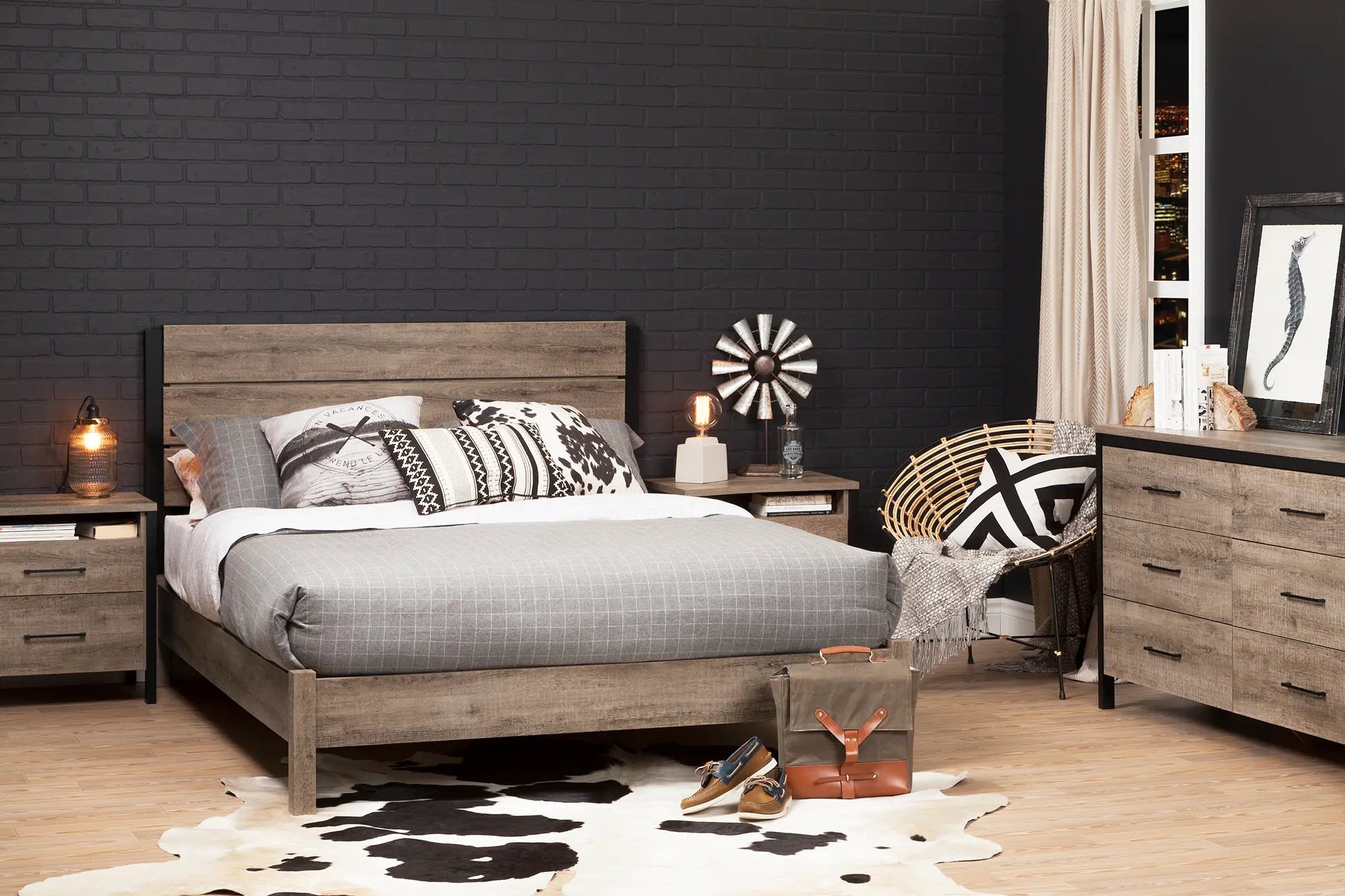 10495 Weathered Oak Queen Platform Bed - Munich-4