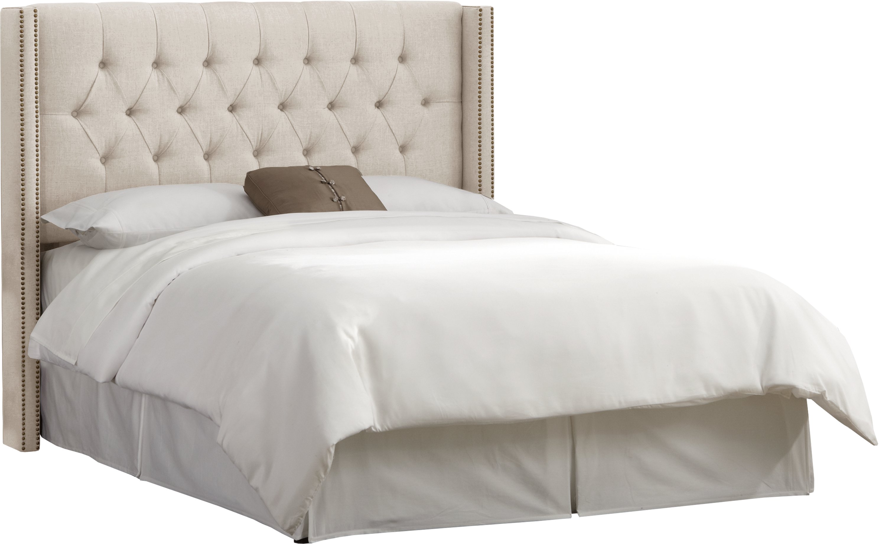 144NB-BRLNNTLC Linen Talc Tufted Wingback California King Headboard-2