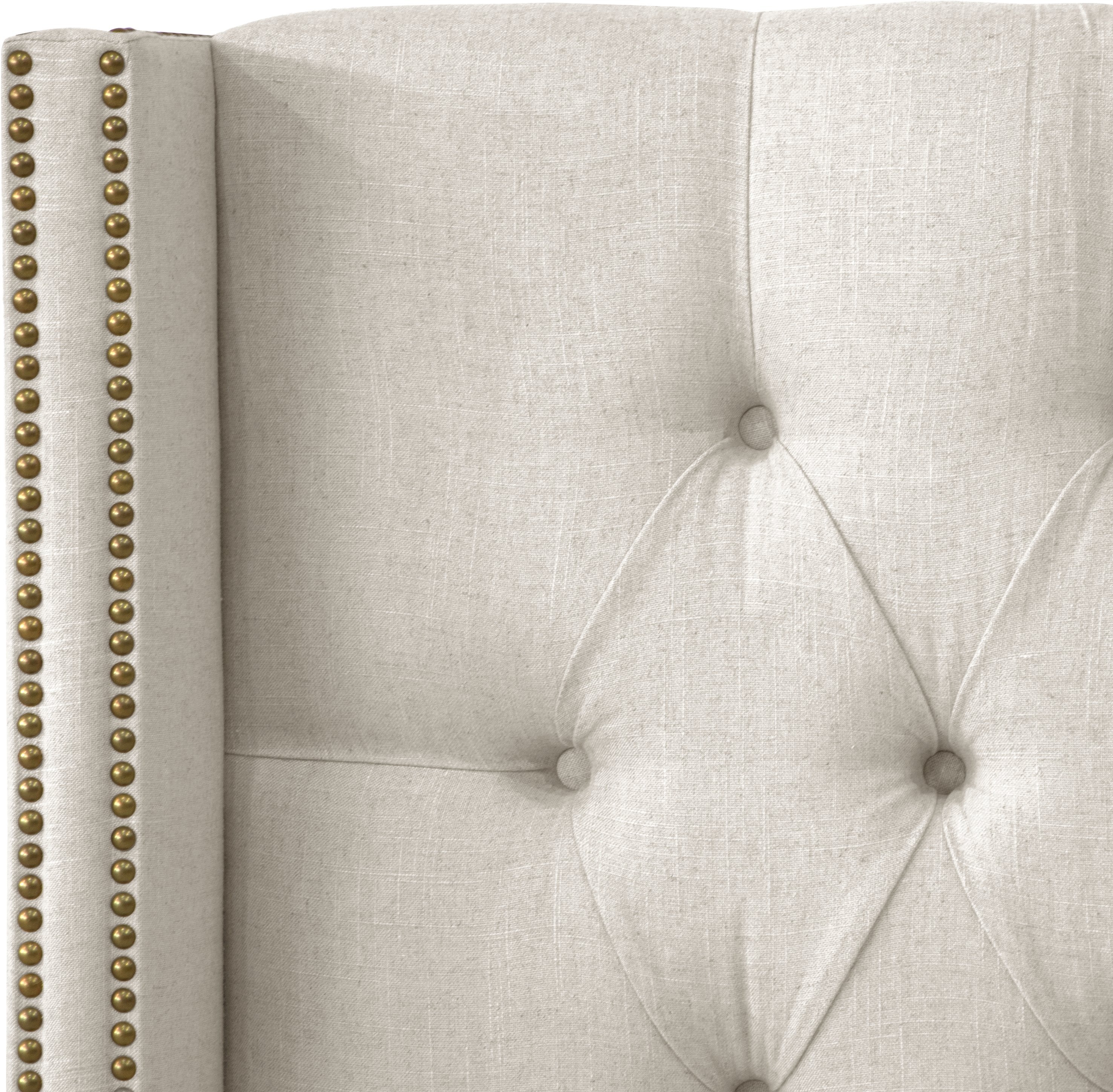 144NB-BRLNNTLC Linen Talc Tufted Wingback California King Headboard-4
