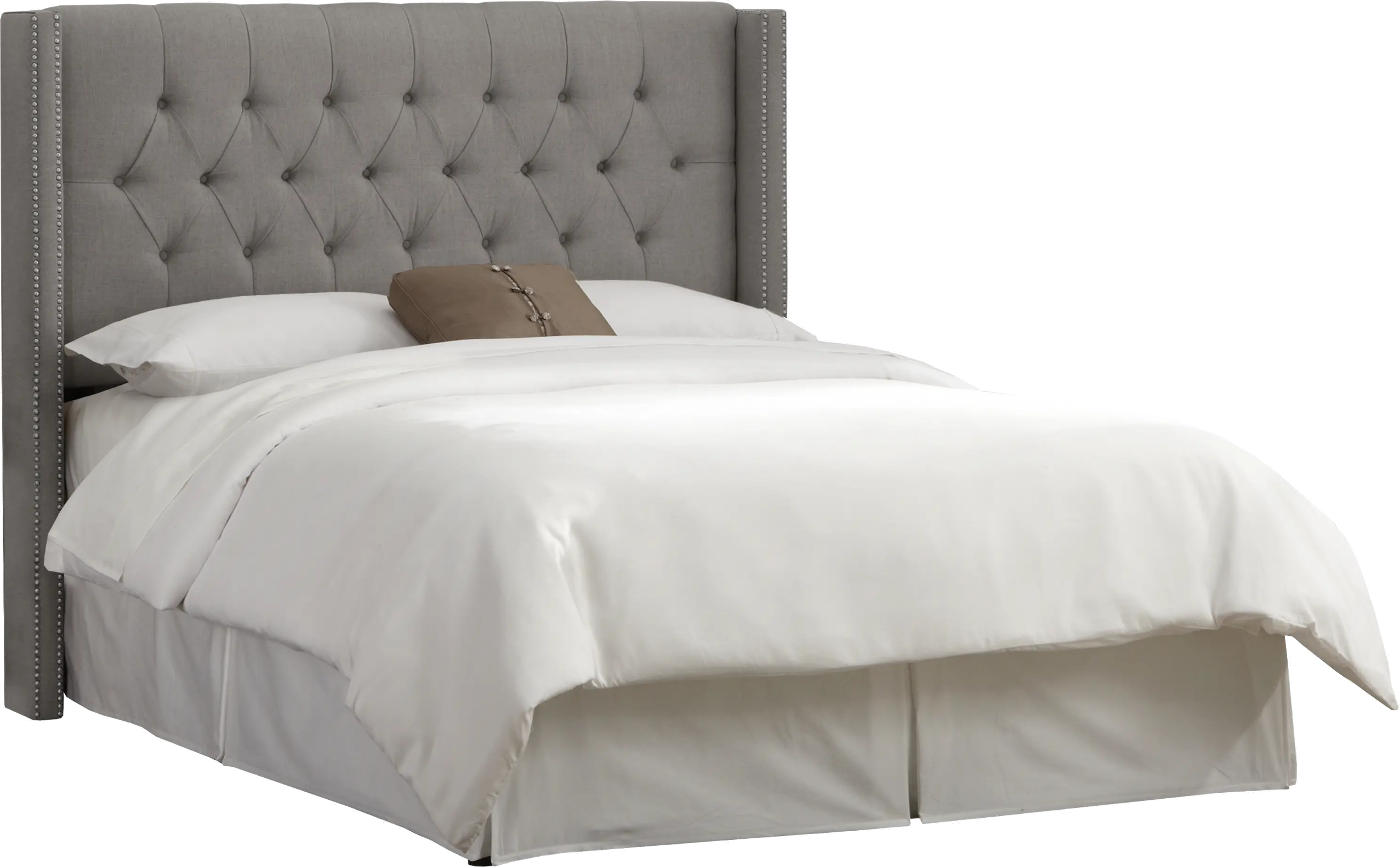 142NB-PWLNNGR Linen Gray Tufted Wingback Queen Headboard-2