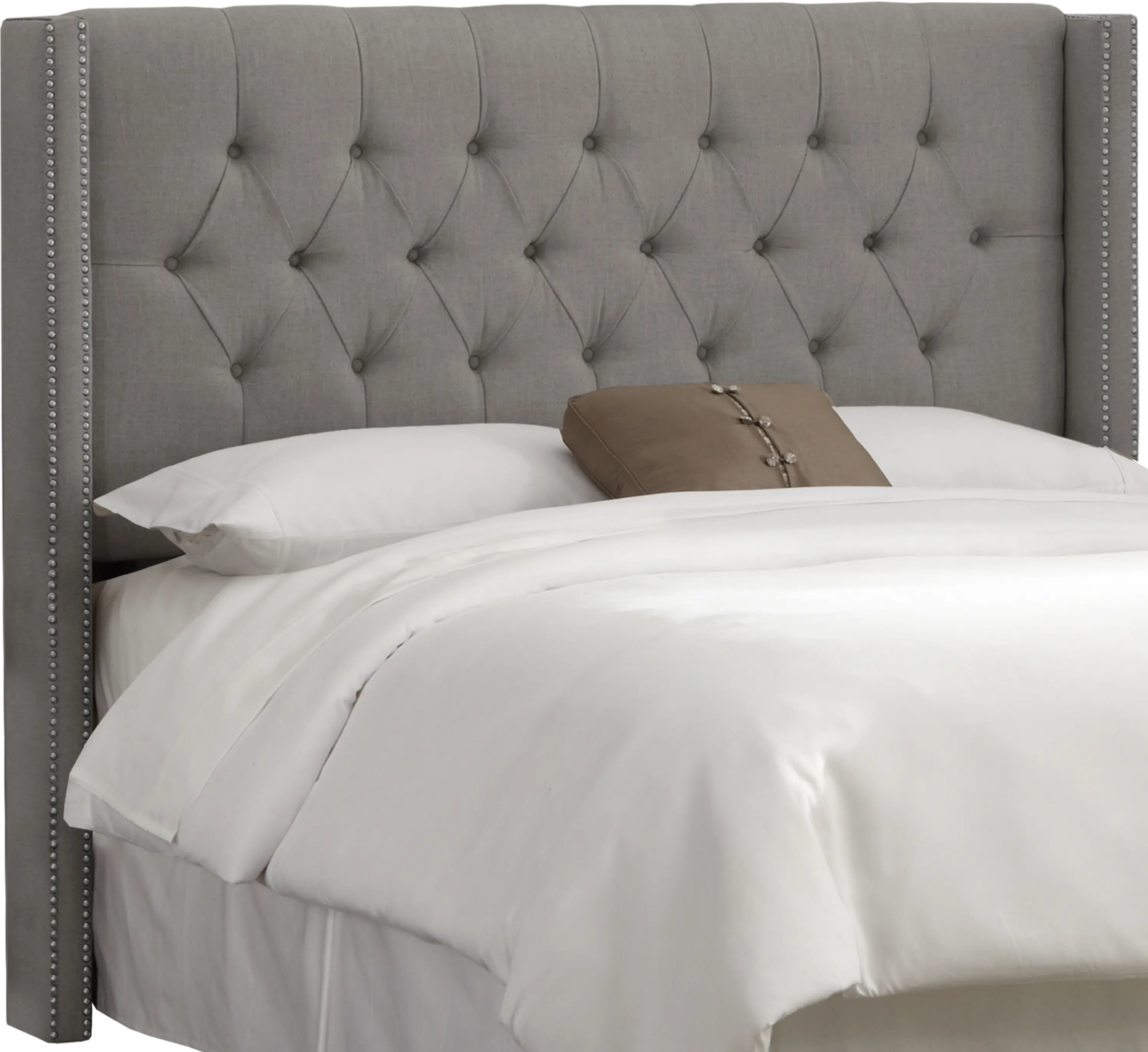 142NB-PWLNNGR Linen Gray Tufted Wingback Queen Headboard-3