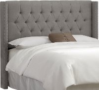 142NB-PWLNNGR Linen Gray Tufted Wingback Queen Headboard-3