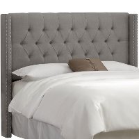 144NB-PWLNNGR Linen Gray Tufted Wingback California King Headboard-3