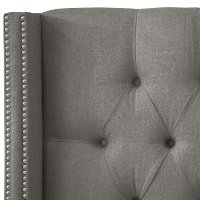 144NB-PWLNNGR Linen Gray Tufted Wingback California King Headboard-4