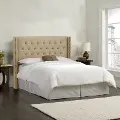 142NB-BRLNNSND Abigail Tan Diamond Tufted Wingback Queen Headboard - Skyline Furniture