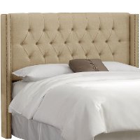 142NB-BRLNNSND Sandstone Tufted Wingback Queen Headboard-3